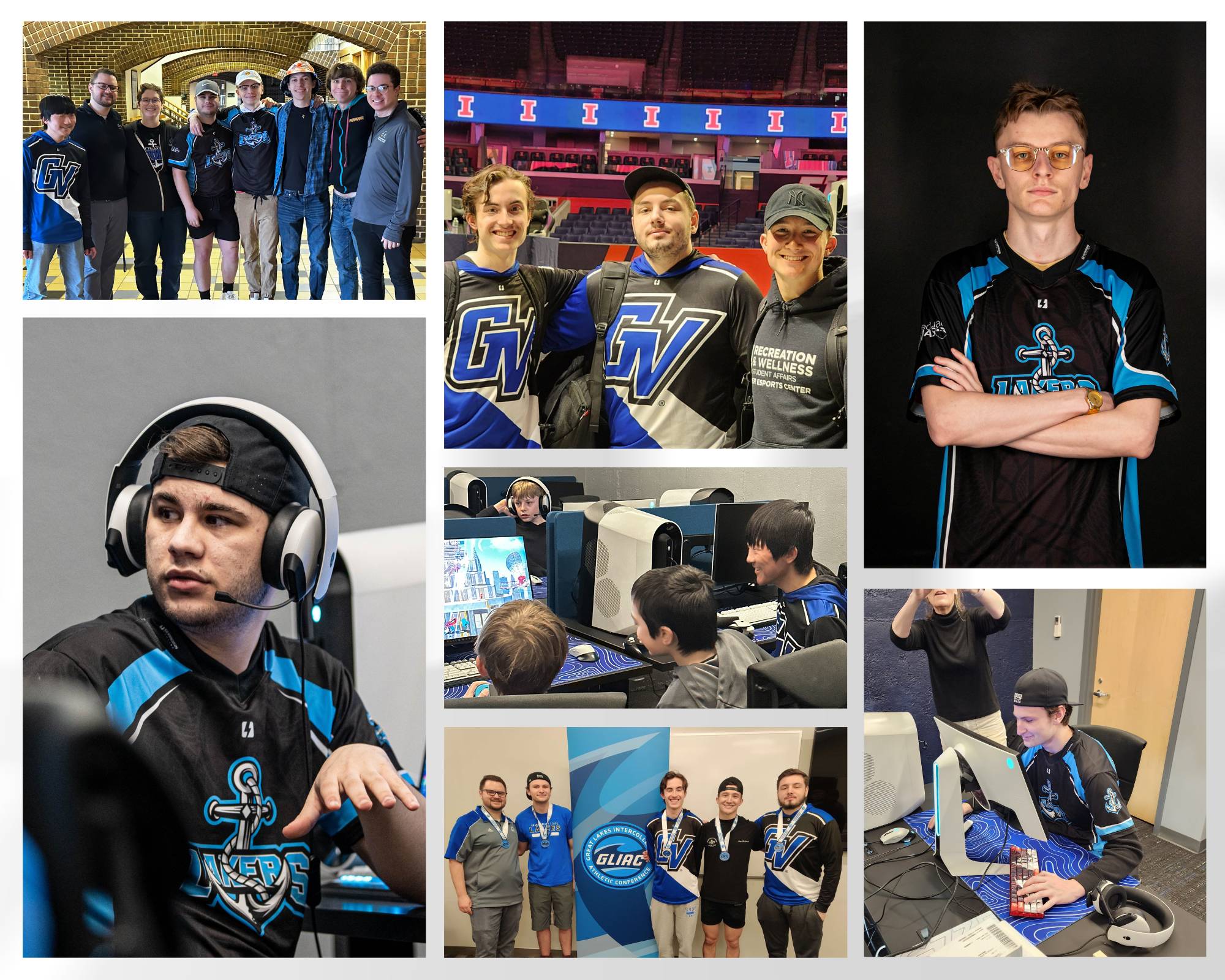 Photo Collage of Esports Club students participating in a variety of activities.